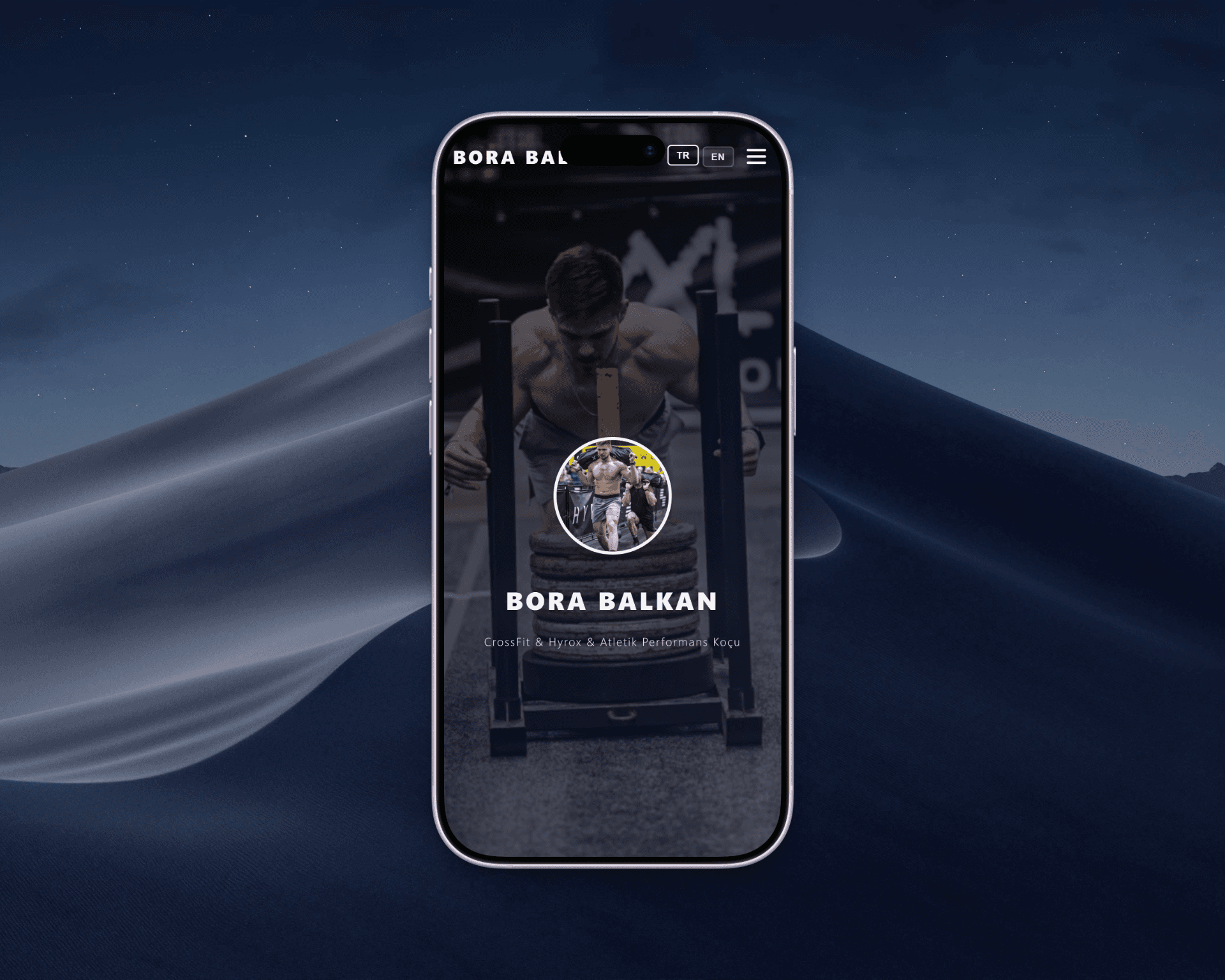 Bora Balkan CrossFit web sitesi mobil görünümü