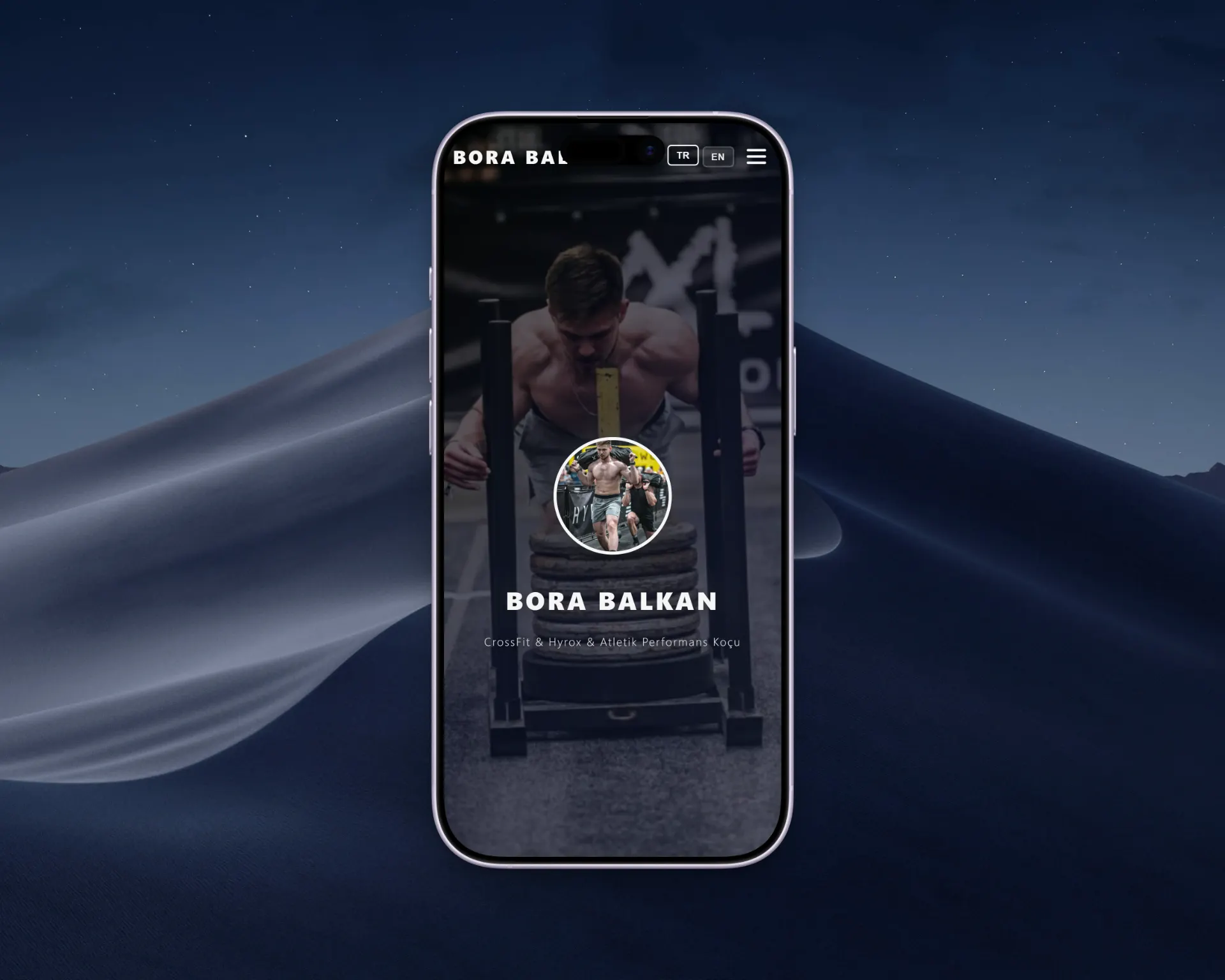 Bora Balkan CrossFit web sitesi mobil görünümü