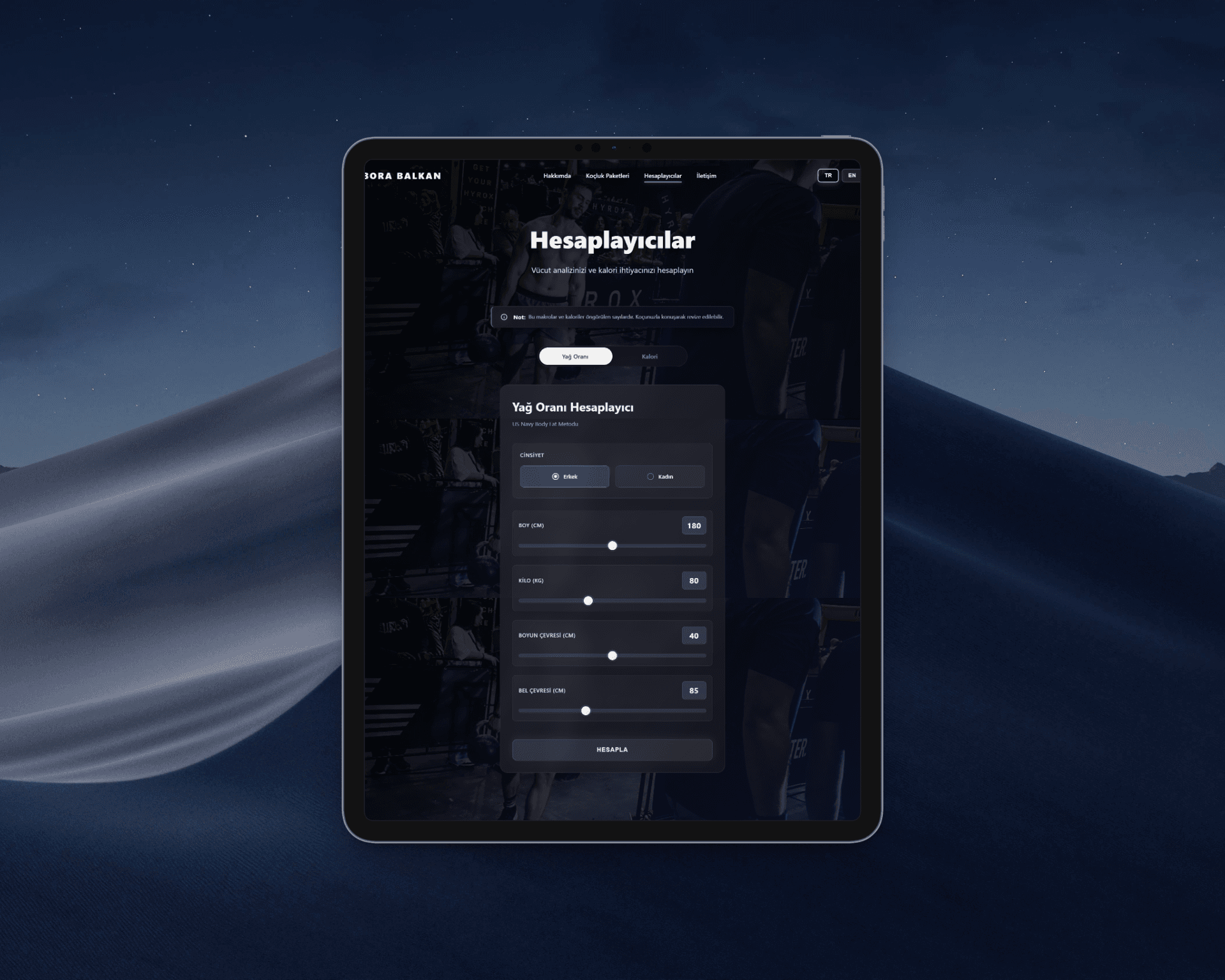 Bora Balkan CrossFit web sitesi tablet görünümü