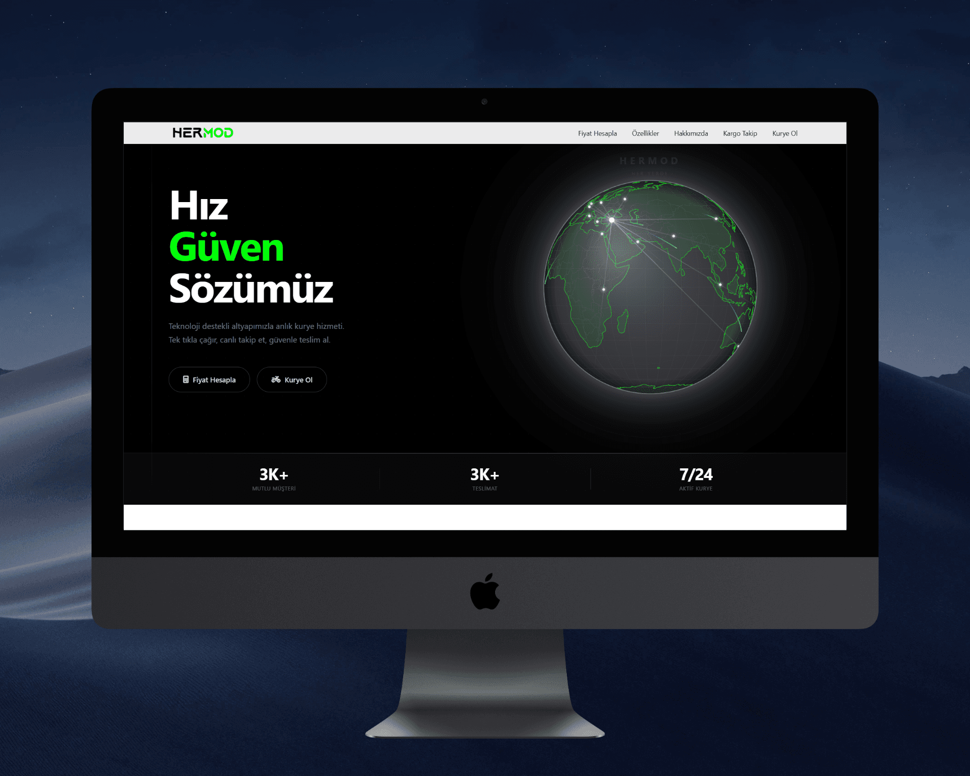 Hermod Teknoloji kurye uygulaması arayüzü, ekran 1