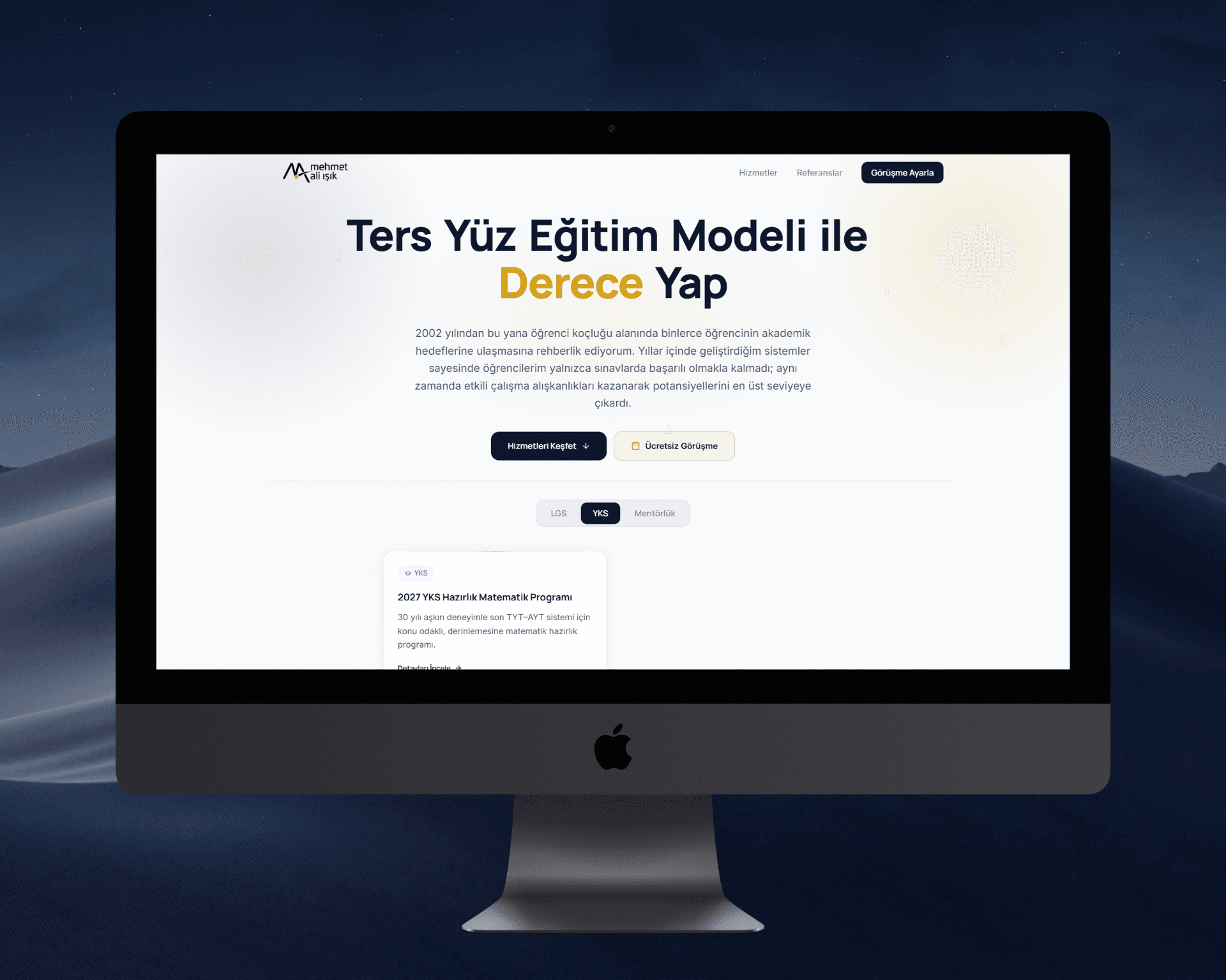 Mehmet Ali Işık matematik özel ders web sitesi masaüstü görünümü