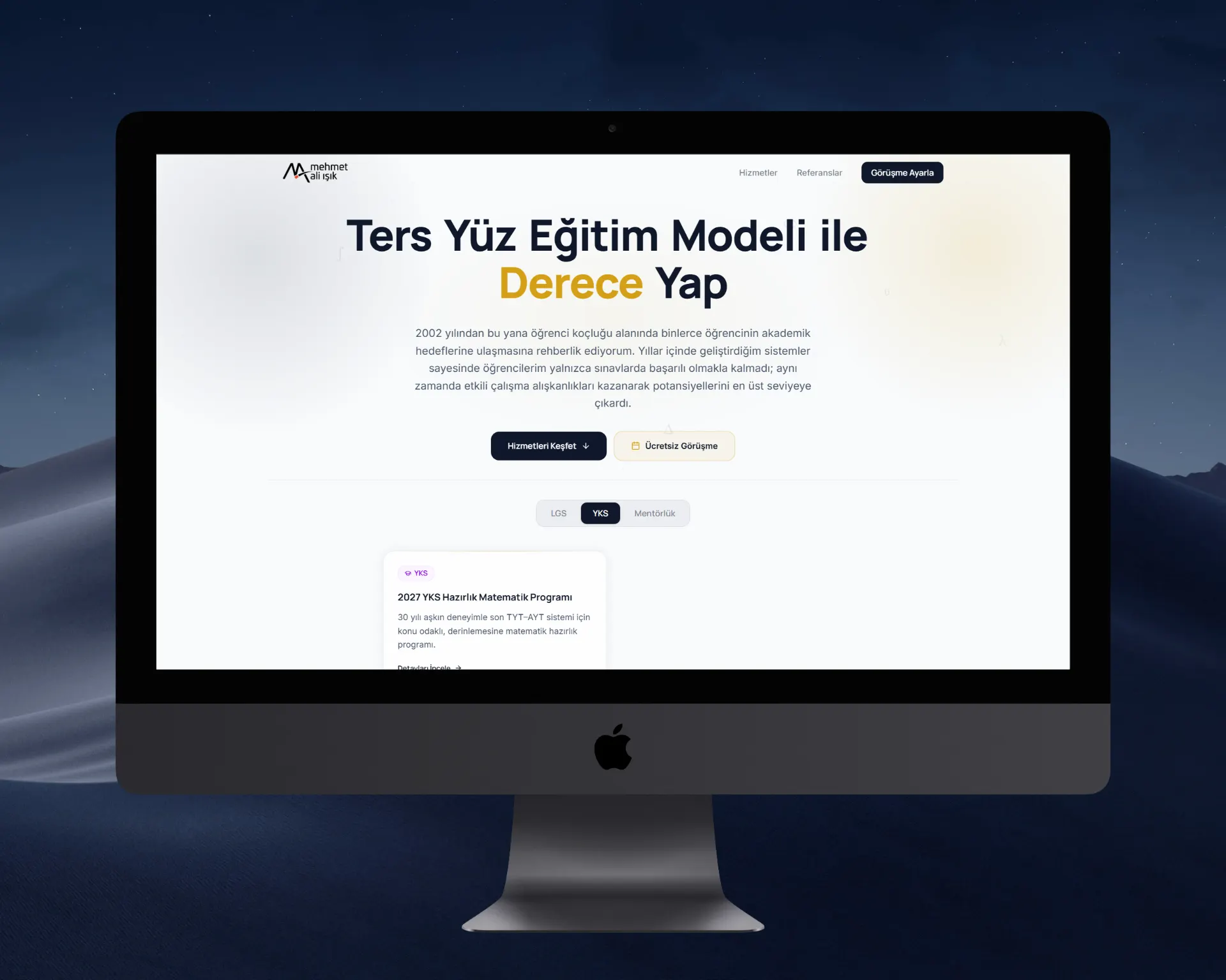 Mehmet Ali Işık matematik özel ders web sitesi masaüstü görünümü