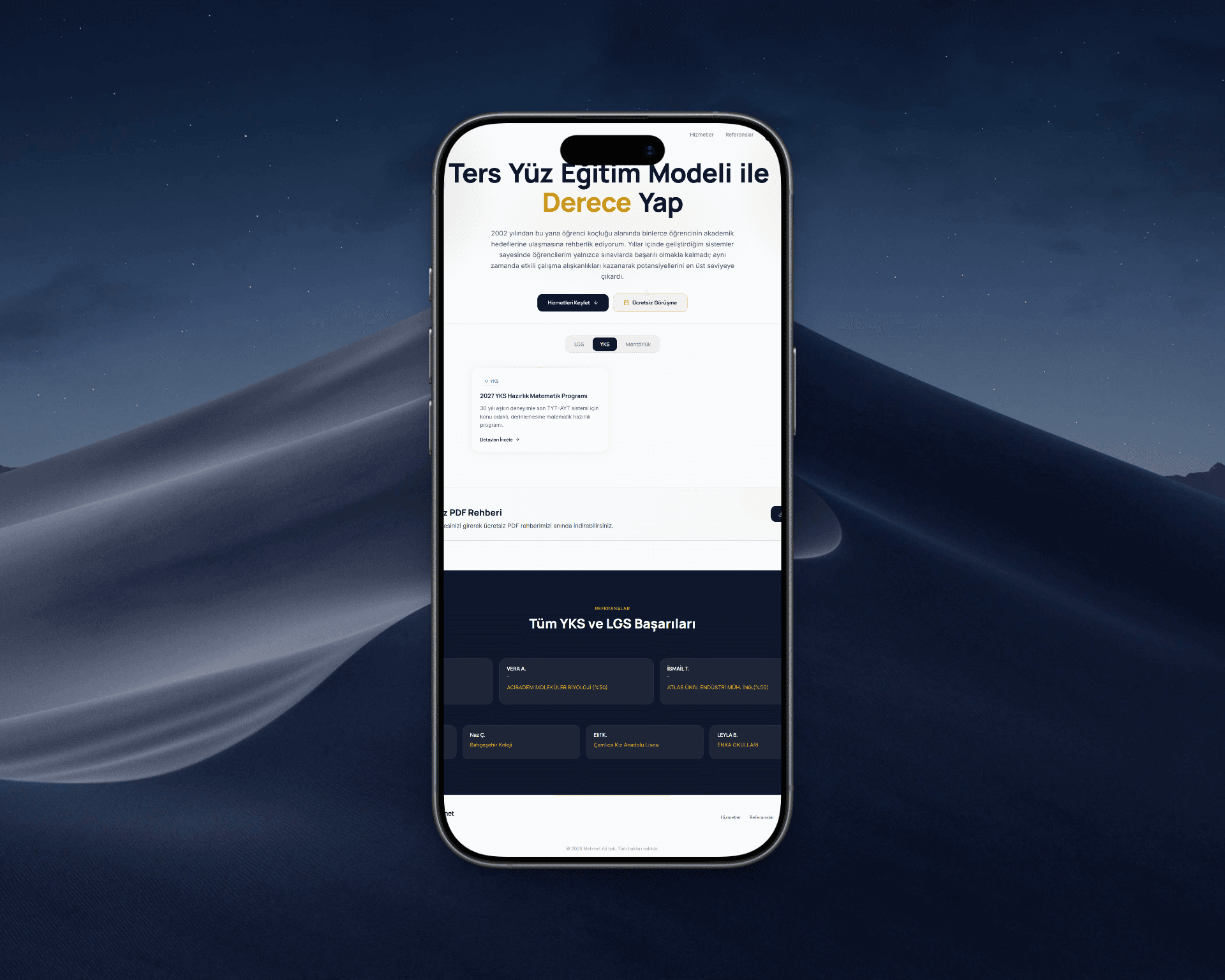 Mehmet Ali Işık matematik özel ders web sitesi mobil görünümü