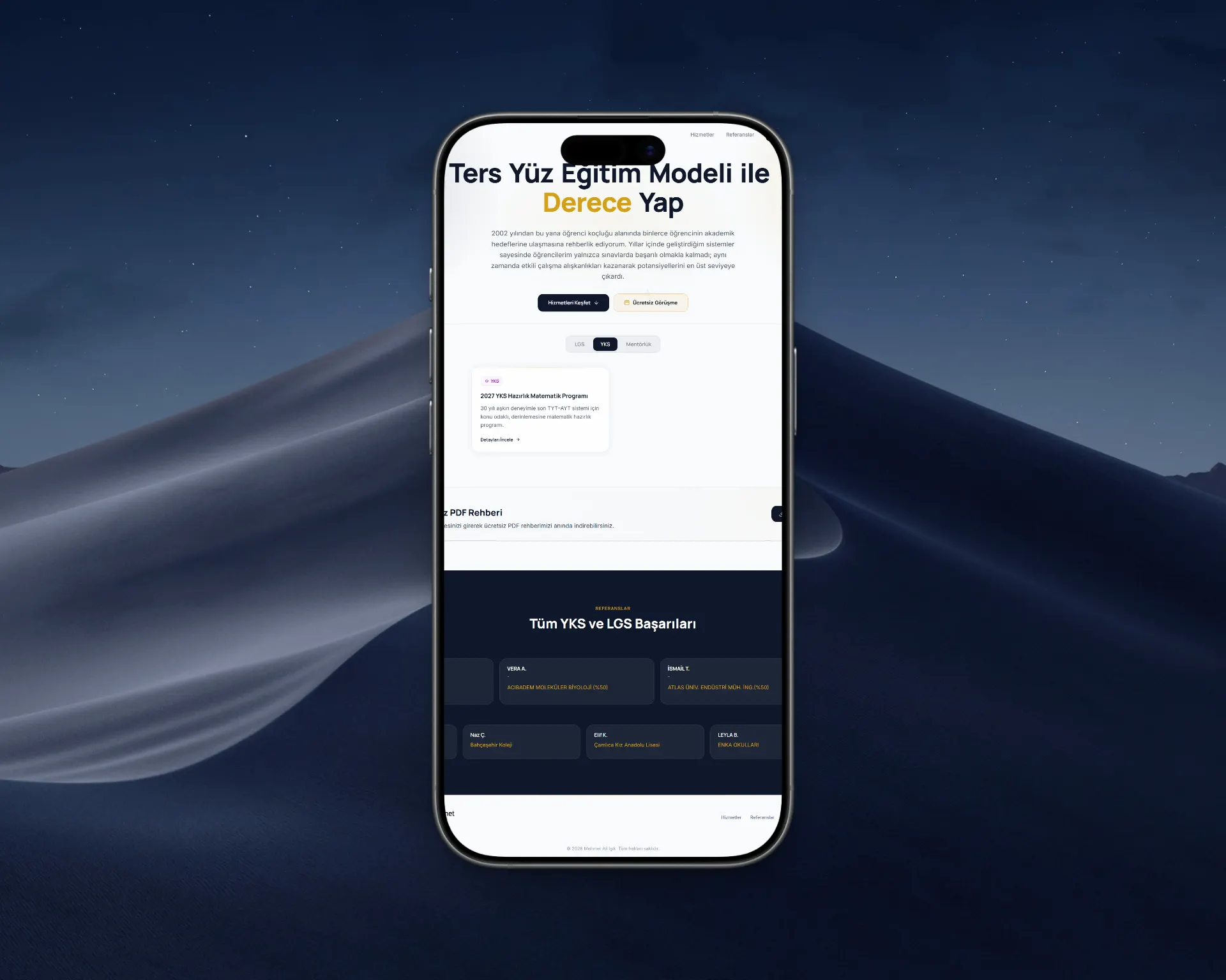 Mehmet Ali Işık matematik özel ders web sitesi mobil görünümü