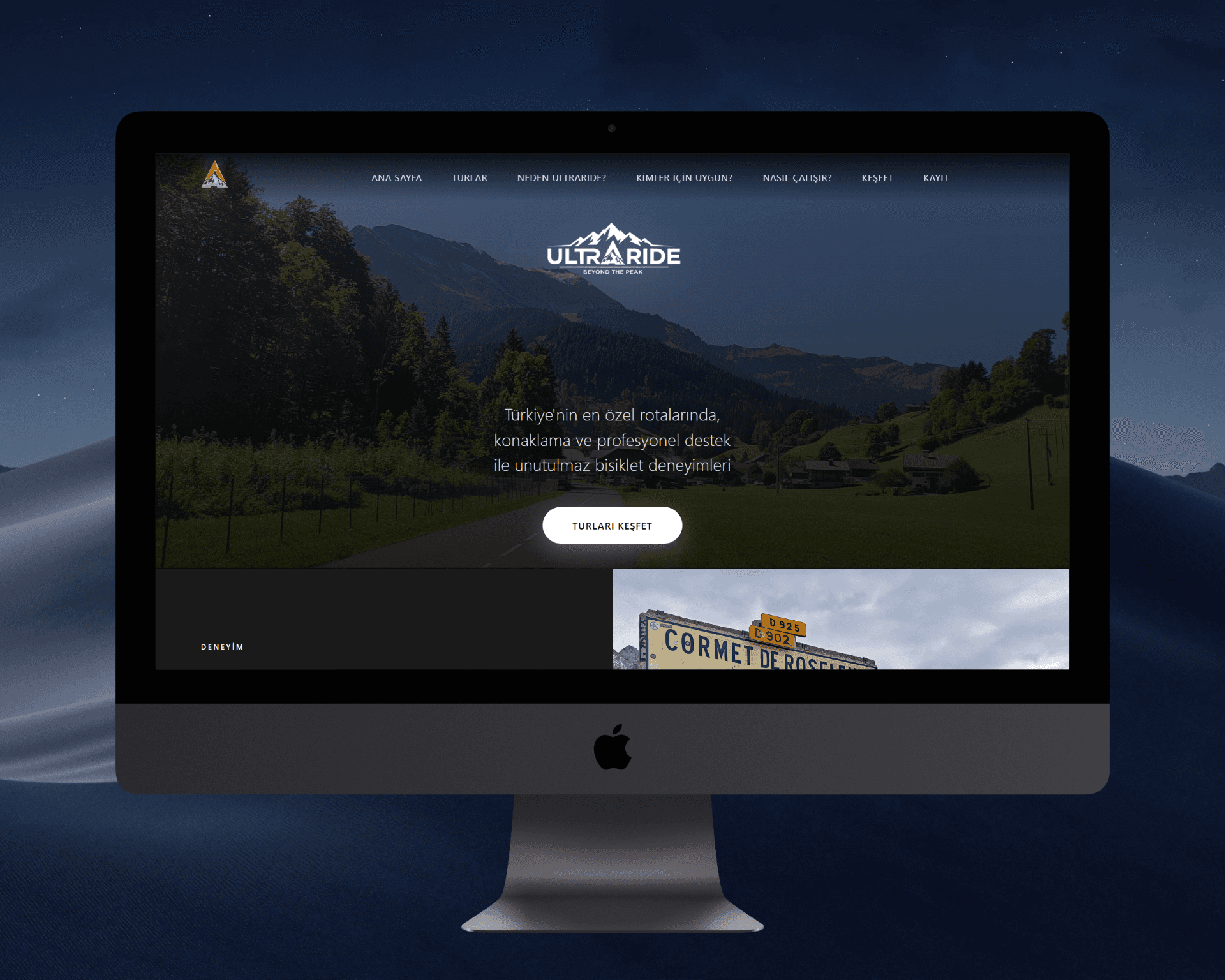 Ultraride bisiklet turları web sitesi masaüstü görünümü